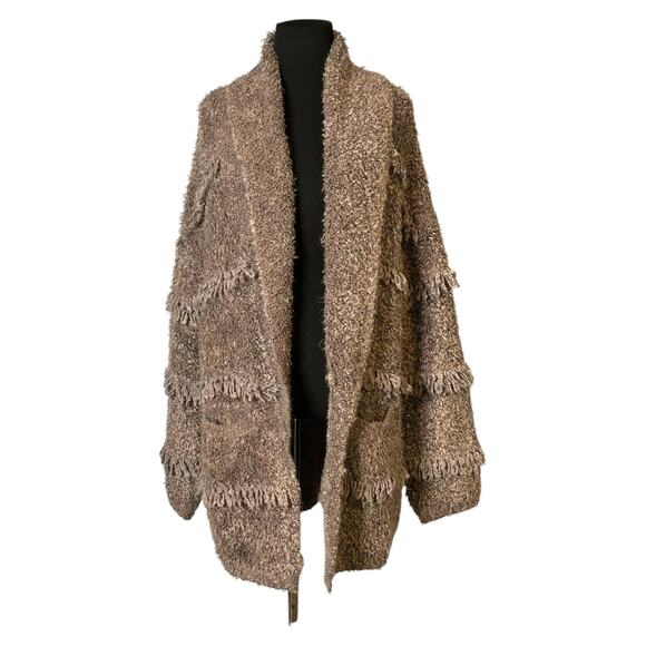 Universal Threads brown fringe loop chunky open front cardigan size Small - Picture 8 of 16